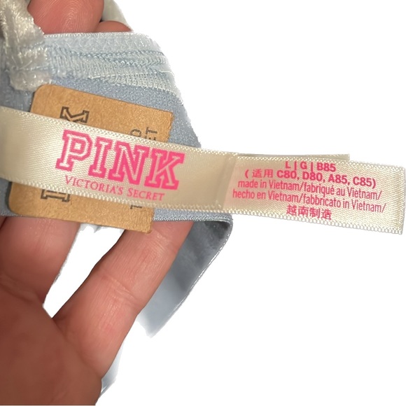 Victoria’s Secret PINK Large Light Blue Strappy Velvet Lounge Bra - Picture 5 of 5